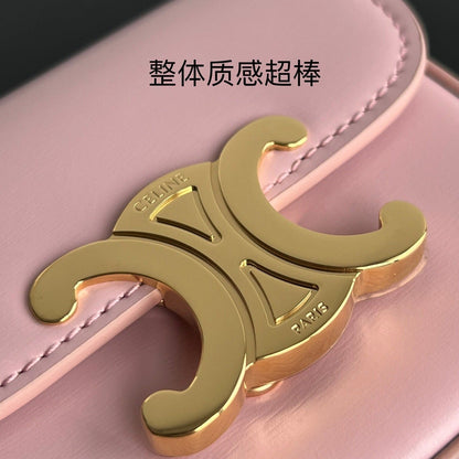 CELINE Triomphe 11 PASTEL PINK Shiny Calfskin Handbag