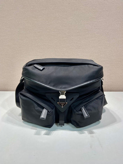 PRADA CROSSBODY BAG 29 IN BLACK RE-NYLON AND CALFSKIN TRIM