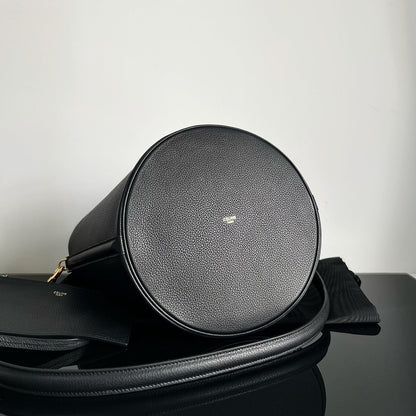 CELINE WOOL BUCKET BAG BLACK 24 ORIGINAL CALFSKIN