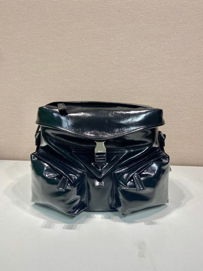 PRADA CROSSBODY BAG 29 IN BLACK OIL WAX LAMBSKIN