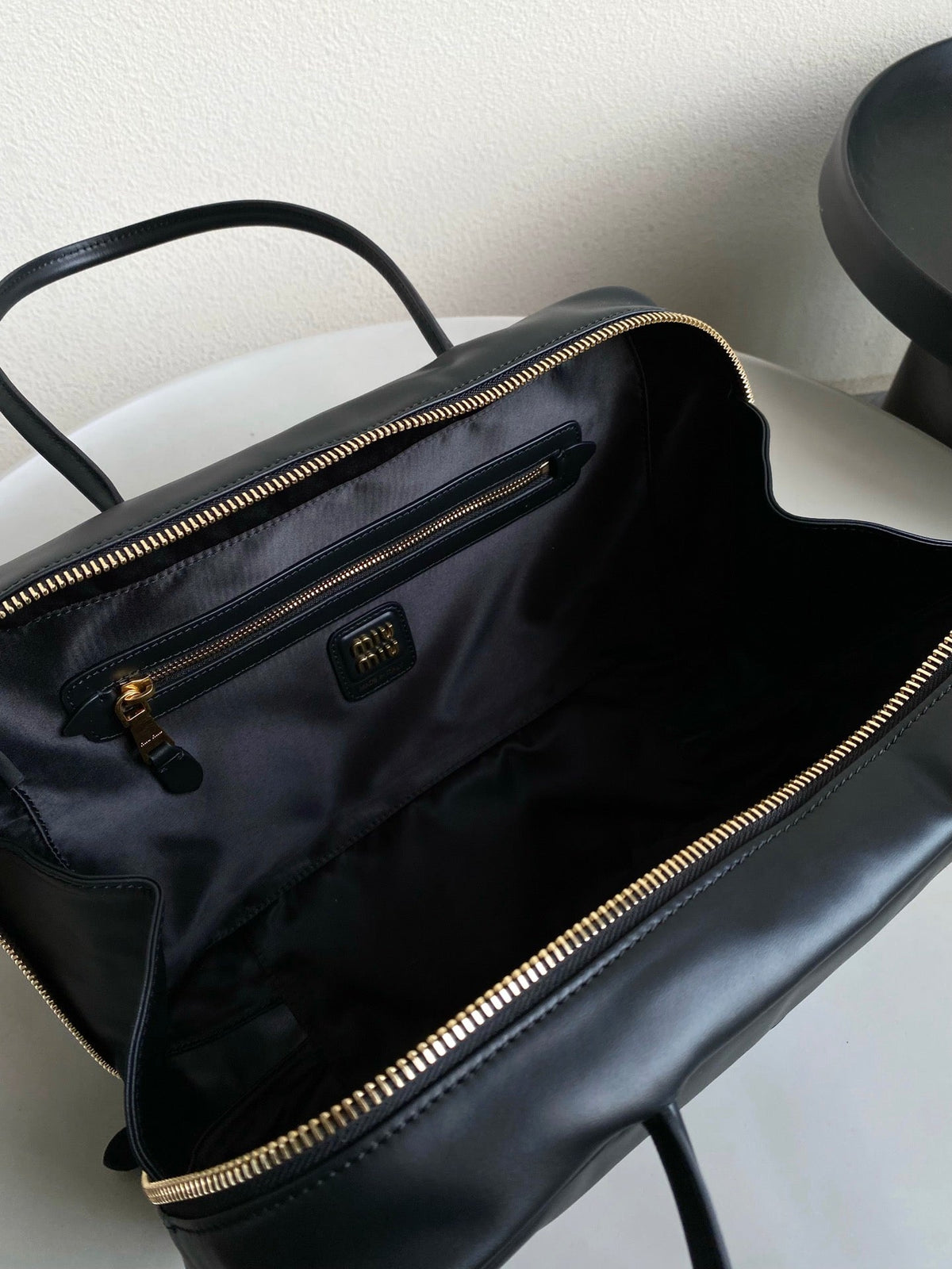MIU MIU BEAU BAG 34 IN BLACK LEATHER
