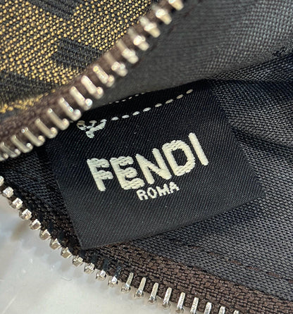 FENDI SHOULDER BAG 19 WITH FF MOTIF IN BROWN JACQUARD FABRIC