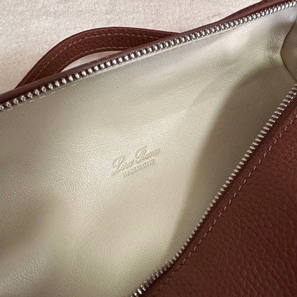 LORO PIANA EXTRA POCKET L19 IN GARNET RED CALFSKIN WITH SILVER HARDWARE