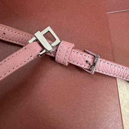 LORO PIANA EXTRA POCKET L19 IN FLAMINGO PINK GRAINED CALFSKIN WITH SILVER HARDWARE