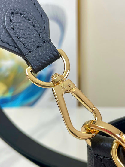 LOUIS VUITTON LOCK AND WALK 20 IN BLACK GRAINED CALFSKIN GOLD HARDWARE
