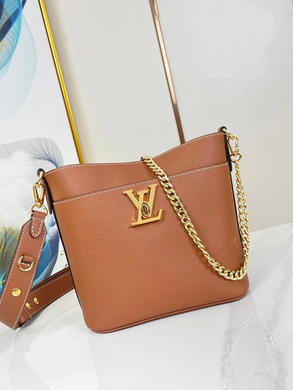 LOUIS VUITTON LOCK AND WALK 20 IN COGNAC GRAINED CALFSKIN GOLD HARDWARE