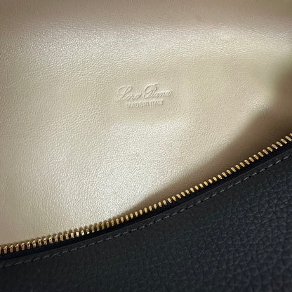 LORO PIANA EXTRA POCKET BACKPACK L23.5 IN BLACK CALFSKIN WITH GOLD HARDWARE