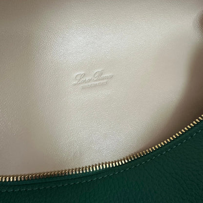 LORO PIANA EXTRA POCKET BACKPACK L23.5 IN TEAL GREEN CALFSKIN WITH GOLD HARDWARE