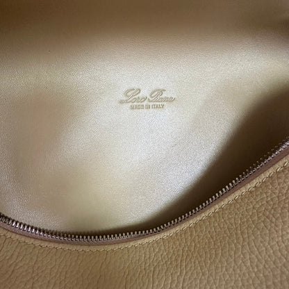 LORO PIANA EXTRA POCKET BACKPACK L23.5 IN LIGHT YELLOW CALFSKIN WITH SILVER HARDWARE