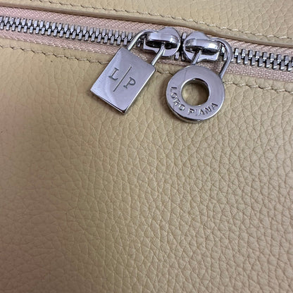 LORO PIANA EXTRA POCKET BACKPACK L23.5 IN LIGHT YELLOW CALFSKIN WITH SILVER HARDWARE