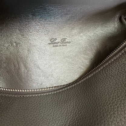 LORO PIANA EXTRA POCKET BACKPACK L23.5 IN GRAY CALFSKIN WITH SILVER HARDWARE