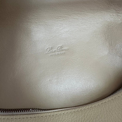 LORO PIANA EXTRA POCKET BACKPACK L23.5 IN WHITE CALFSKIN WITH SILVER HARDWARE