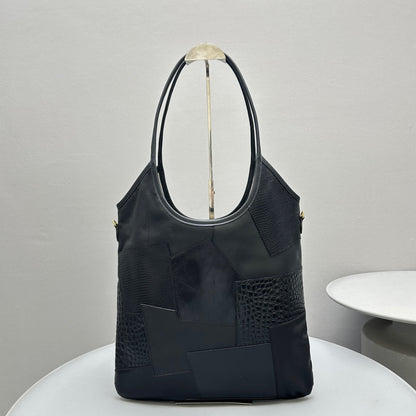 MIU MIU HOBO 40 TOTE IN PATCHWORK BLACK CALFSKIN