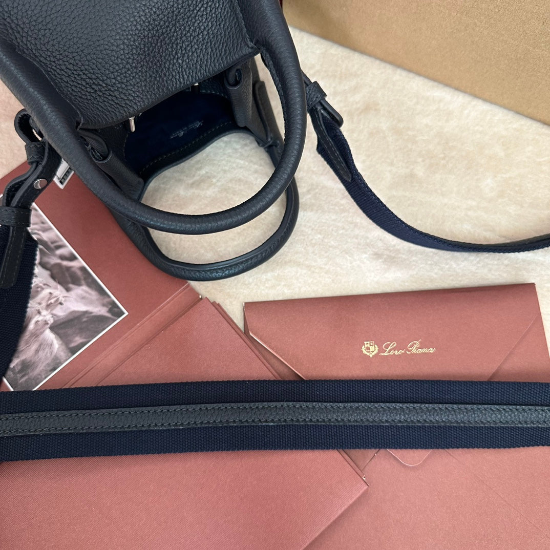 LORO PIANA MICRO BALE BAG IN BLACK CALFSKIN 226599
