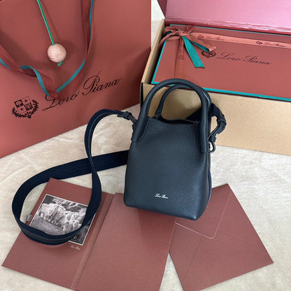 LORO PIANA MICRO BALE BAG IN BLACK CALFSKIN 226599