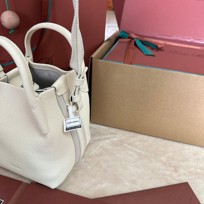 LORO PIANA MICRO BALE BAG IN WHITE CALFSKIN