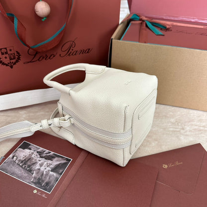 LORO PIANA MICRO BALE BAG IN WHITE CALFSKIN