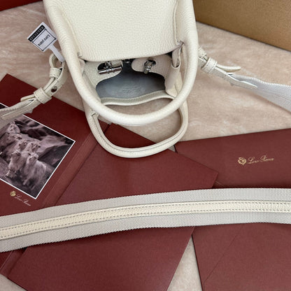 LORO PIANA MICRO BALE BAG IN WHITE CALFSKIN