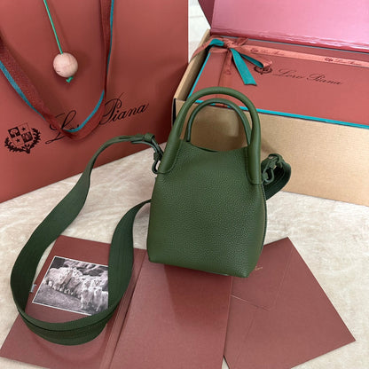 LORO PIANA MICRO BALE BAG IN ARMY GREEN CALFSKIN