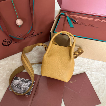 LORO PIANA MICRO BALE BAG IN MUSTARD YELLOW CALFSKIN