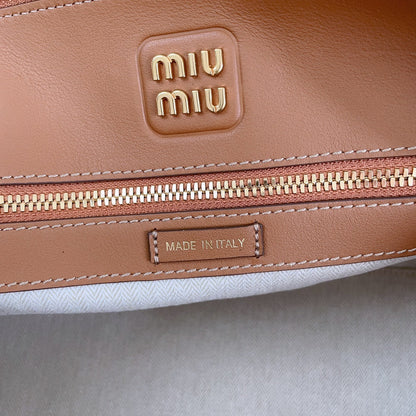 MIU MIU MEDIUM SHELL BAG 33 IN BRONZE BROWN CALFSKIN