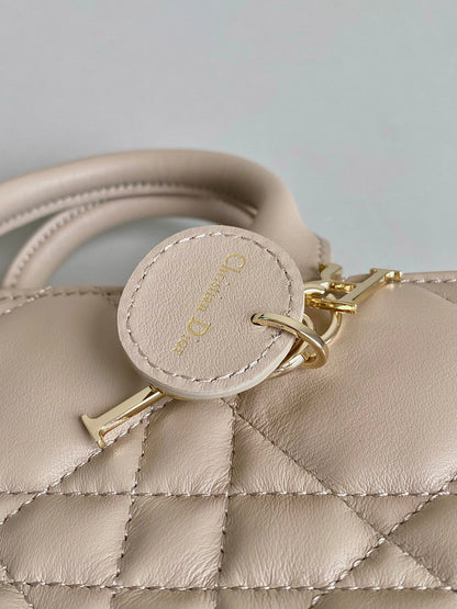 DIOR MINI BOOK TOTE 21 BEIGE CREAM MACCROCANNAGE CALFSKIN
