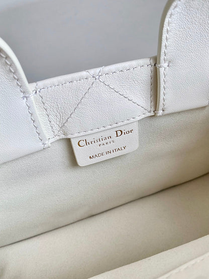 DIOR MINI BOOK TOTE 21 WHITE MACCROCANNAGE CALFSKIN