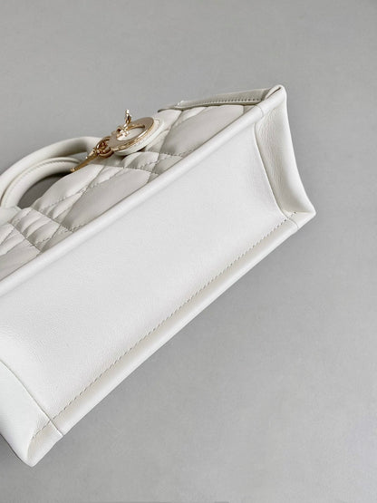 DIOR MINI BOOK TOTE 21 WHITE MACCROCANNAGE CALFSKIN