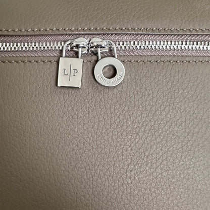 LORO PIANA EXTRA POCKET BACKPACK L23.5 IN WOOD BROWN CALFSKIN WITH SILVER HARDWARE
