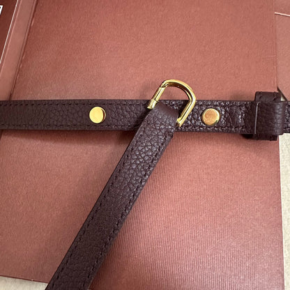 LORO PIANA EXTRA POCKET L19 IN WINE PURPLE CALFSKIN WITH GOLD HARDWARE