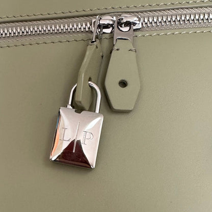 LORO PIANA EXTRA BAG L27 IN PASTEL GREEN SMOOTH CALFSKIN WITH SILVER HARDWARE