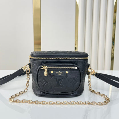 LOUIS VUITTON MINI BUMBAG 17 IN BLACK MONOGRAM EMPREINTE LEATHER GOLD HARDWARE