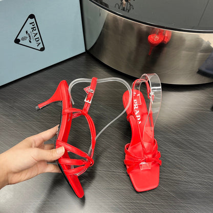 PRADA HEELED SANLS CANDY LAMBSKIN