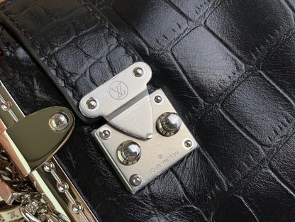 LOUIS VUITTON SLIM TRUNK 23 IN BLACK CROCODILE PATTERN CALFSKIN SILVER HARDWARE