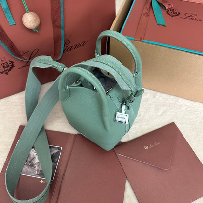 LORO PIANA MICRO BALE BAG IN SEA GREEN CALFSKIN