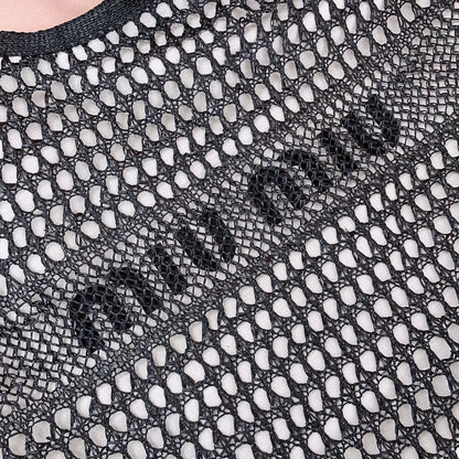 MIU MIU IVY TOTE BAG 40 IN BLACK MIX WHITE MESH