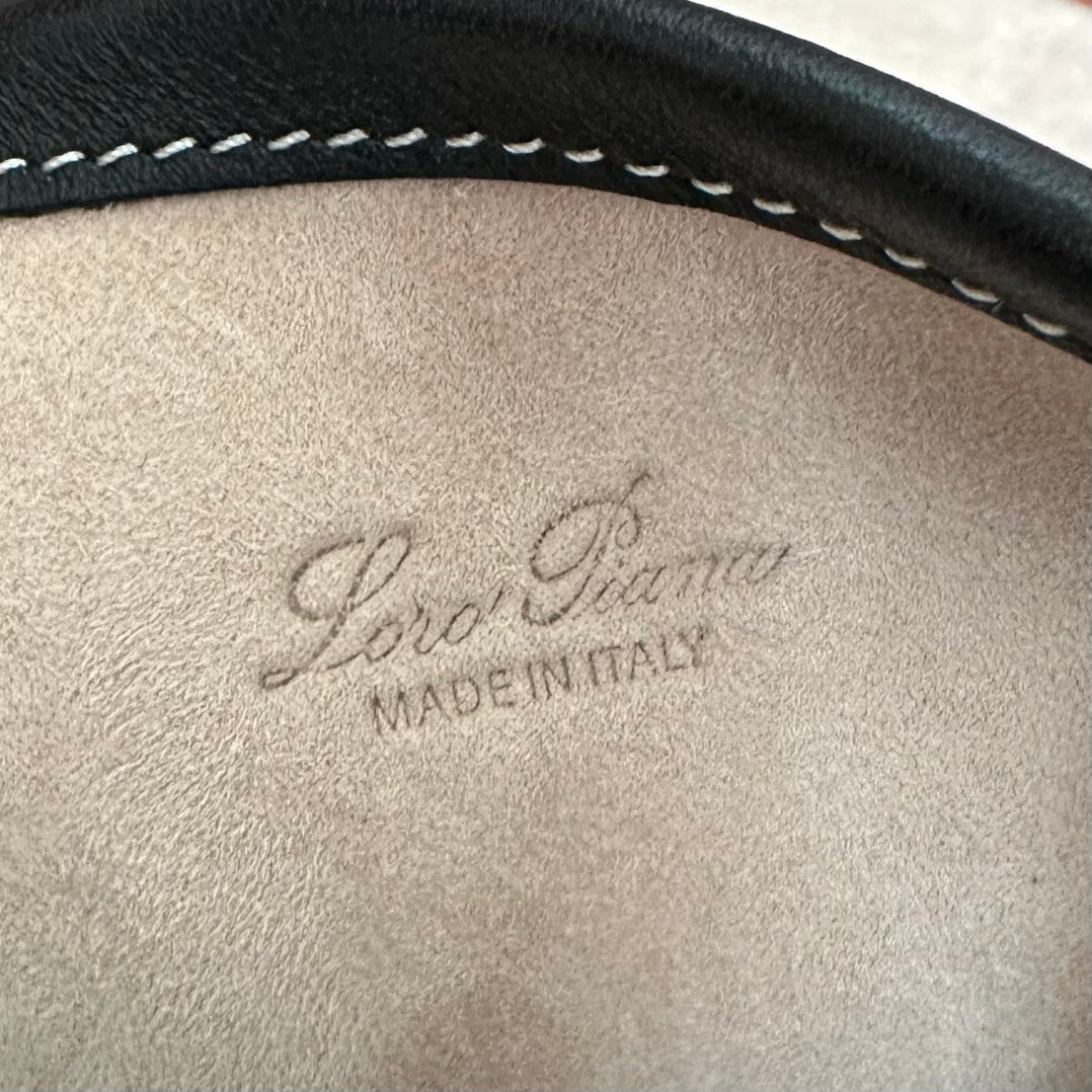 LORO PIANA SMALL 21 BALE BAG IN BLACK GRAINED CALFSKIN WITH GOLD HARDWARE