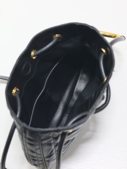 DIOR MINI 27 NOLITA BAG IN BLACK MACROCANNAGE CALFSKIN