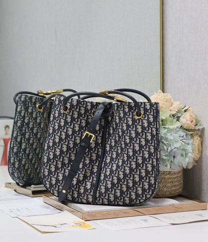 DIOR MEDIUM 34 NOLITA BAG IN BLUE MONOGRAM OBLIQUE JACQUARD