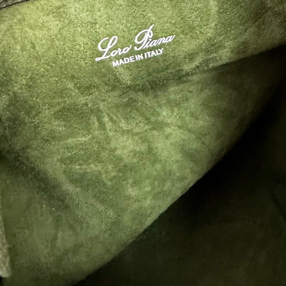 LORO PIANA SMALL 21 BALE BAG IN BASIL GREEN GRAINED CALFSKIN WITH SILVER HARDWARE