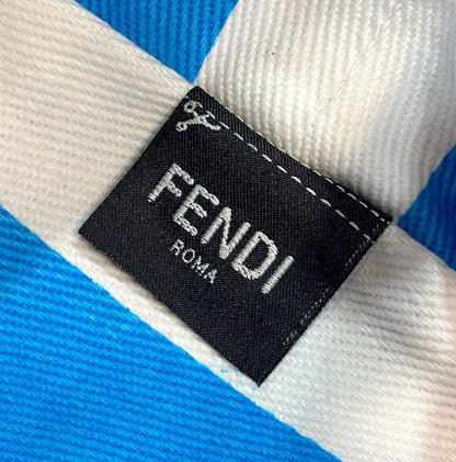 FENDI MINI ROLL BAG 15 OCEAN BLUE MIX WHITE FF JACQUARD FABRIC