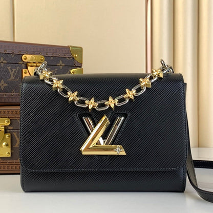 LOUIS VUITTON TWIST MM 23 IN BLACK EPI LEATHER GOLD AND SILVER HARDWARE