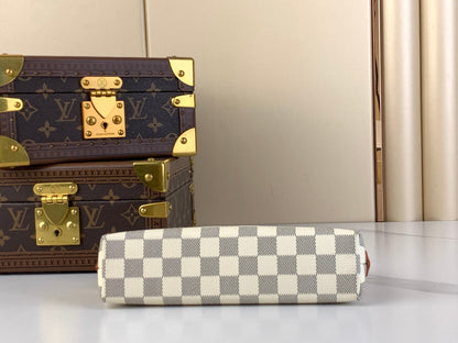 LOUIS VUITTON COSMETIC POUCH 22 IN WHITE GRAY DAMIER AZUR CANVAS