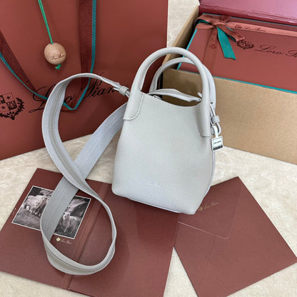 LORO PIANA MICRO BALE BAG IN PALE GRAY CALFSKIN