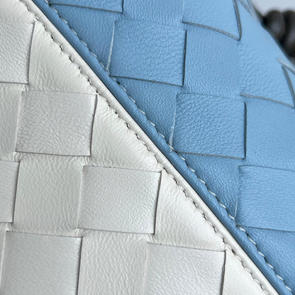 BOTTEGA VENETA SMALL LOOP 22 IN SKY BLUE MIX WHITE CALFSKIN
