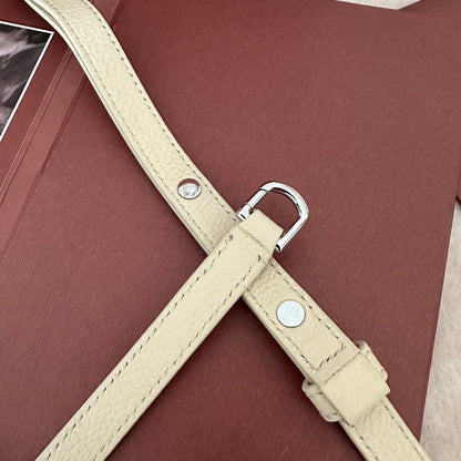 LORO PIANA EXTRA POCKET L19 IN BISQUE BEIGE CALFSKIN WITH SILVER HARDWARE