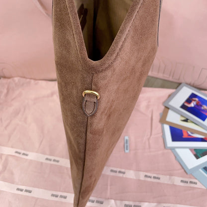 MIU MIU IVY TOTE BAG 40 IN BROWN SUEDE