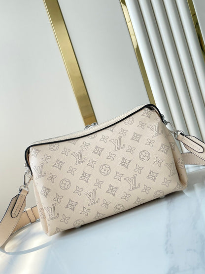 LOUIS VUITTON HAND IT ALL PM 29 IN BEIGE MONOGRAM PERFORATE CALFSKIN SILVER HARDWARE
