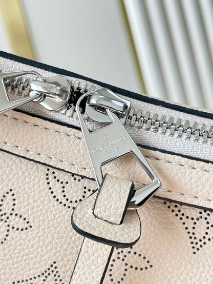 LOUIS VUITTON HAND IT ALL PM 29 IN BEIGE MONOGRAM PERFORATE CALFSKIN SILVER HARDWARE