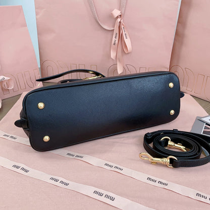 MIU MIU AVENTURE NAPPA BAG 33 IN BLACK LAMBSKIN GOLD HARDWARE